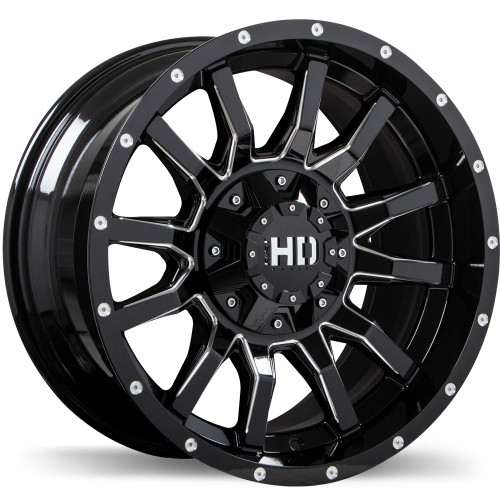 TRAXX 22x12.0 5x127 / 139.7mm -44 87.1mm | Gloss Black with Milled Trim Finish