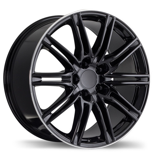 R158 20x9.5 5x130mm +50 71.6mm | Gloss Black with Machined Lip Finish