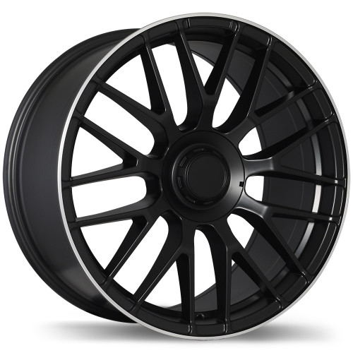 R183 19x8.5 5x112mm +35 66.5mm | Matte Black w/Machined Lip Finish