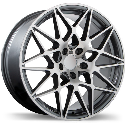 R208 19x9.5 5x120mm +40 72.6mm | Gloss Gunmetal with Machined Face Finish
