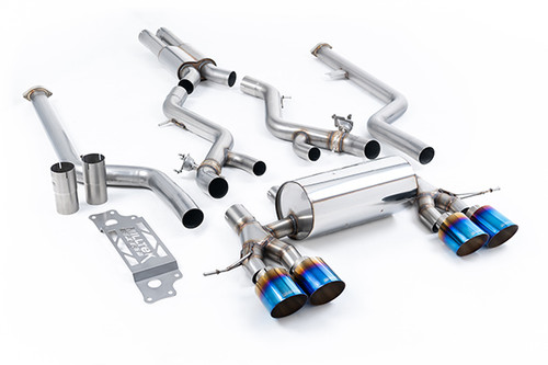 Milltek Resonated Cat-Back with GT-115 Burnt/Blue Titanium Trims (Removes Secondary Cats)