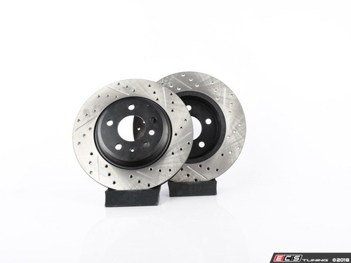 Rear V4 Cross Drilled & Slotted Brake Rotors - Pair (300x12)