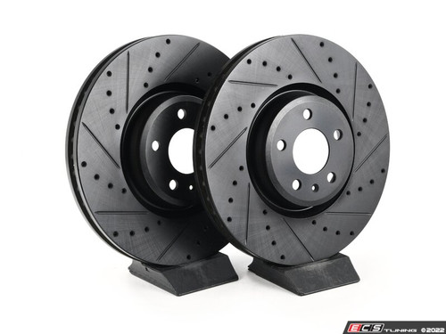 Front V5 Drilled & Slotted Brake Rotors - Set (350x34)