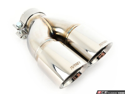 Turner Motorsport Double Wall Slash Cut Exhaust Tip - 3.0 Inlet - 3.5 OD - Stepped Right - Mirror