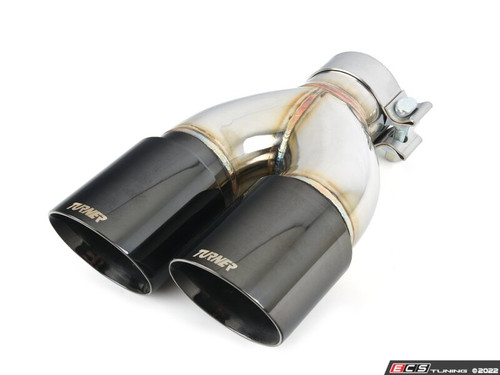 Turner Motorsport Double Wall Slash Cut Exhaust Tip - 2.75 Inlet - 3.5 OD - Stepped Right - Titanium Black Chrome
