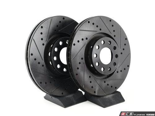 Front V5 Drilled & Slotted Brake Rotors - Set (321x30) - ES4668371