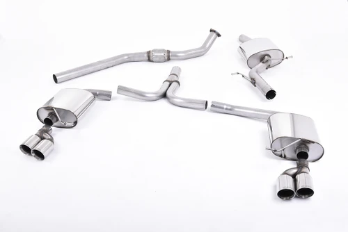 Milltek Resonated - Quad Outlet - Polished Tips - B8 A4 - Manual Transmission