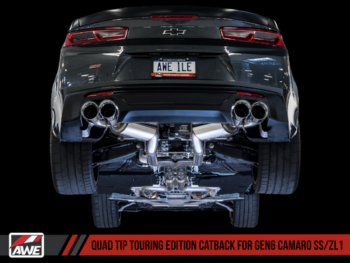 AWE Touring Edition Catback Exhaust for Gen6 Camaro SS / ZL1 - Non-Resonated - Diamond Black Tips (Quad Outlet)