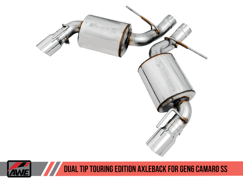 AWE Touring Edition Axleback Exhaust for Gen6 Camaro SS - Chrome Silver Tips (Dual Outlet)