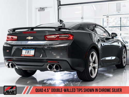 AWE Track Edition Axleback Exhaust for Gen6 Camaro SS / ZL1 - Chrome Silver Tips (Quad Outlet)