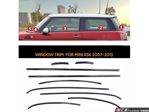 MINI Waistline| Beltline Piano Black Full Belt Line Kit Peel & Stick - R56 | ES4821034