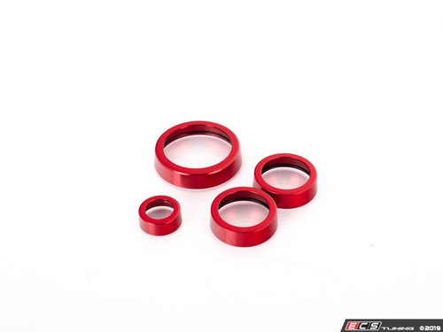 Audi B9 Billet Aluminum Control Ring Kit - SMOOTH - Red Anodized Small MMI