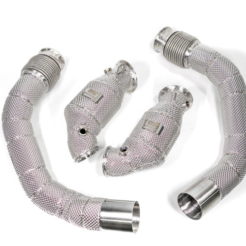 EST High Flow Catted Downpipe w/Heat Shield - BMW F95 X5M / F96 X6M S63 4.4T