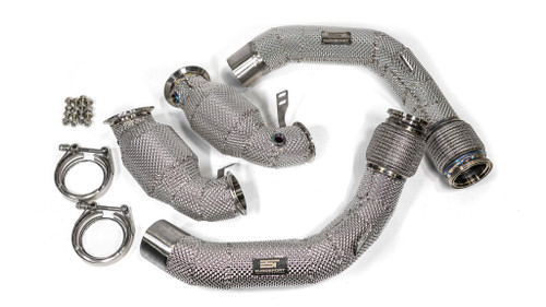 EST High Flow Catted Downpipe w/Heat Shield - BMW F90 M5 / F91 F92 F93 M8 S63
