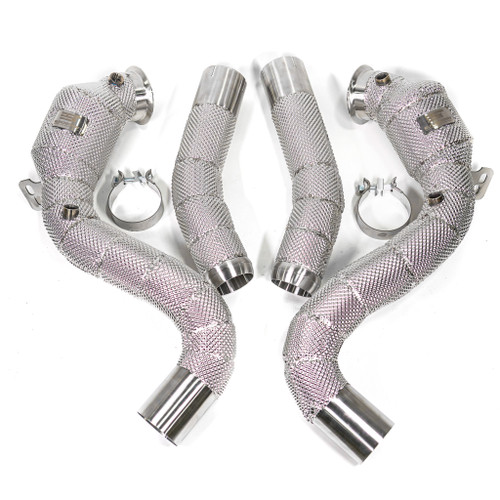 EST High Flow Catted Downpipe w/Heat Shield - W205 M177 C63 C63S AMG V8 4.0L