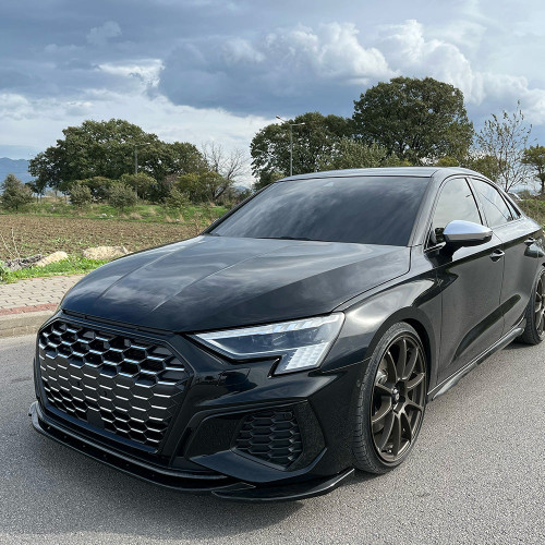 Front Splitter Gloss Black - AUDI A3 S-Line / S3 8Y 2021-2024 v2 with ABE TÜV