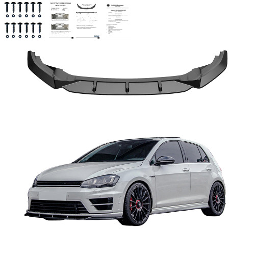 Front Splitter Gloss Black - VW VOLKSWAGEN Golf MK7 R 2013-2016 v2 with ABE TÜV