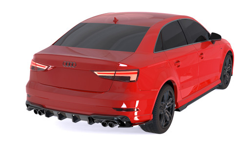 Rear Side Splitter Gloss Black (2 pcs) for Audi S3 Sedan 8V Facelift