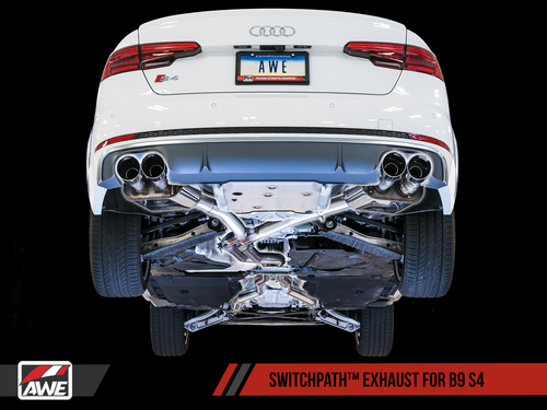 AWE SwitchPath Exhaust for Audi B9 S4 - Non-Resonated - Carbon Fiber Tips