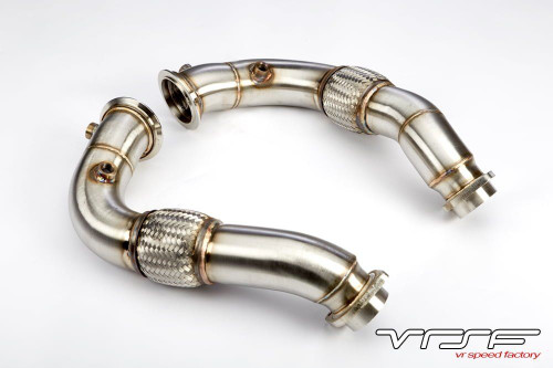 VRSF Brushed Stainles Steel Catless Downpipes - 2 Bolt V8 N63 08-12 BMW 550i, 650i, 750Li, X5, X6 X5M & X6M