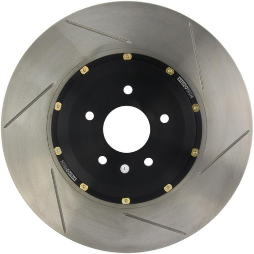 StopTech AeroRotor 2 Piece Black Hat Zinc Coated Rotor Slotted; Front Left