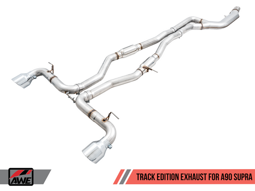 AWE Track Edition Exhaust for A90 Supra - 5 Chrome Silver Tips"