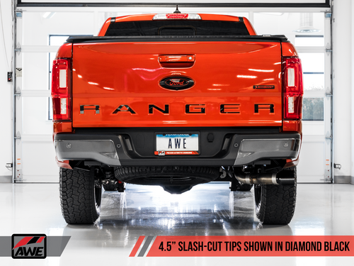 AWE 0FG Exhaust with BashGuard for Ford Ranger - Dual Diamond Black Tips