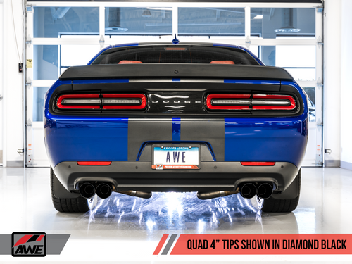 AWE Touring Edition Exhaust for 15+ Challenger 5.7 - Non-Resonated - Diamond Black Quad Tips