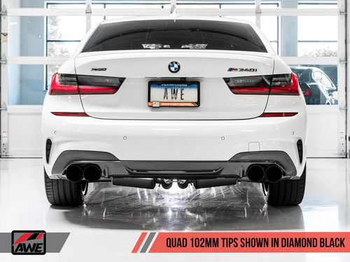 AWE Non-Resonated Touring Edition Exhaust for G20 M340i - Diamond Black Tips