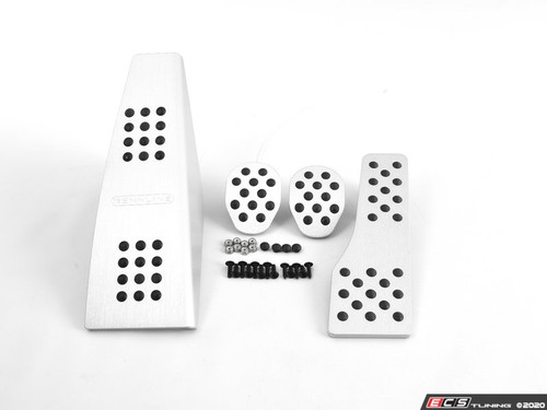 4 Piece Pedal Set - Rubber Grip - Silver