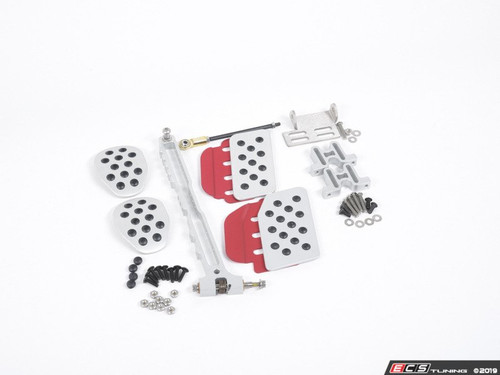 3 Piece Pedal Set - Rubber Grip - Silver Pedals / Red Extensions | ES2839248