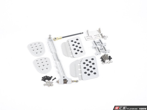 3 Piece Pedal Set - Perforated Grip - Silver Pedals / Silver Extensions