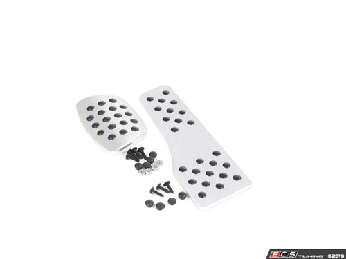 Pedal Cover 2 Piece Set - Rubber Grip - Silver