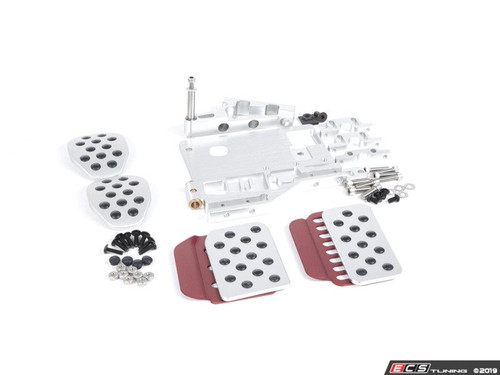 3 Piece Pedal Set - Rubber Grip - Silver Pedals / Red Extensions | ES2839374