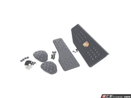 Rennline 4-Piece Rubber Grip Pedal Set - Black/Domed Crest