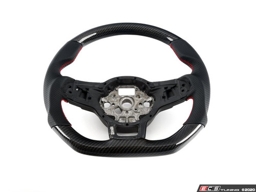 MK7/MK7.5 GTI/GLI Carbon Fiber Steering Wheel - Perforated Leather with Red Stitching