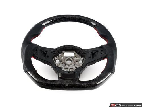 MK7/MK7.5 GTI/GLI Forged Carbon Fiber Steering Wheel - Perforated Leather with Red Stitching