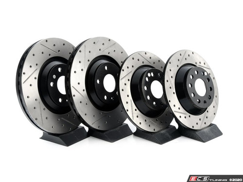 Front and Rear V4 Cross Drilled & Slotted Brake Rotor Kit (340x30 / 300x12)