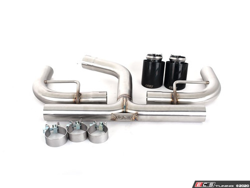 MK7.5 GTI (2018) Muffler Delete Kit - With 4.0" Black Chrome Tips