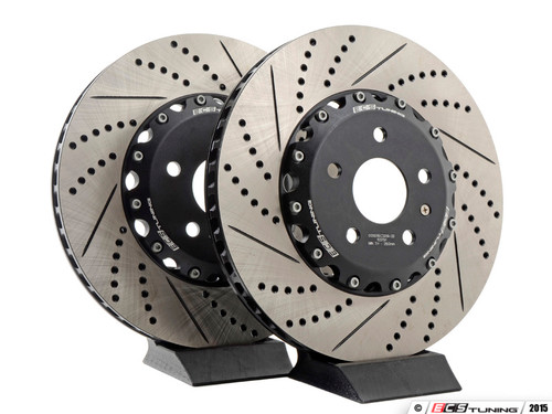 Front Big Brake Kit - Stage 2 - Tornado Red calipers - 2-Piece Drilled and Slotted Rotors (340x30)