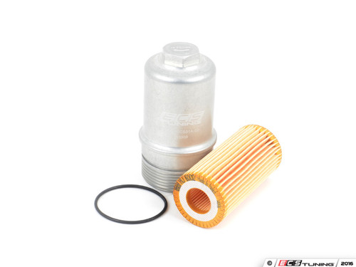 Billet Aluminum Oil Filter Housing Hook-Up - Silver Anodized | ES3137379