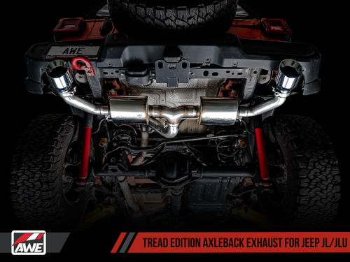 AWE Tread Edition Axleback Dual Exhaust for Jeep JL/JLU 3.6L/2.0T - Diamond Black Tips