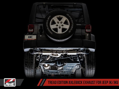 AWE Tread Edition Axleback Dual Exhaust for Jeep JK/JKU 3.6L - Diamond Black Tips