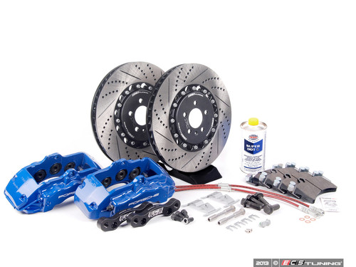 Front Big Brake Kit - Stage 5 - 2-Piece Cross-Drilled & Slotted Rotors (358x32) | ES4406