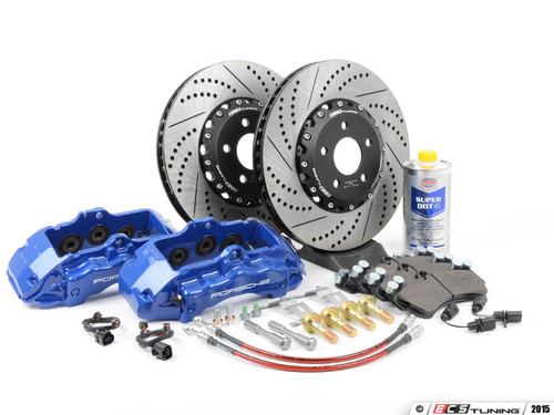 Front Big Brake Kit - Stage 4 - 2-Piece Cross Drilled & Slotted Rotors (352x32) | ES4421