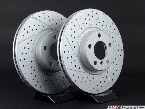 Front Cross Drilled & Slotted Brake Rotors - Pair (348x30) | ES3138831