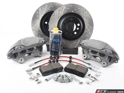 Front Big Brake Kit - Stage 2 - Cross Drilled & Slotted Rotors (345x30) | ES3537749