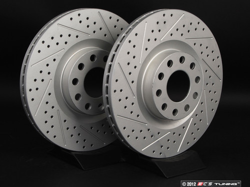 Front Cross Drilled & Slotted Brake Rotors - Pair (321x30) | ES2500687