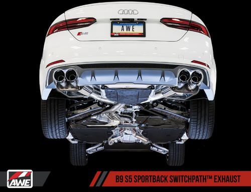 AWE Audi B9 S5 Sportback SwitchPath? Exhaust - Non-Resonated (Silver 102mm Tips)
