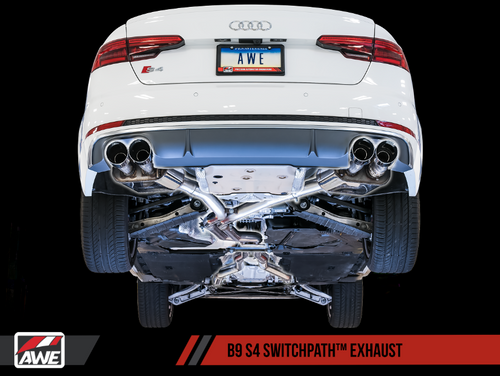 AWE Tuning Audi B9 S4 SwitchPath? Exhaust - Non-Resonated (Chrome Silver 102mm Tips)